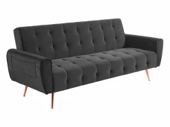 Sale Vente-unique Sofá cama clic-clac de 3 plazas de terciopelo gris POLANI Gris antracita