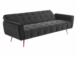 Sale Vente-unique Sofá cama clic-clac de 3 plazas de terciopelo gris POLANI Gris antracita