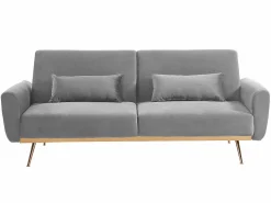 Outlet Vente-unique Sofá cama clic-clac de 3 plazas de terciopelo gris LAUNEI Gris claro