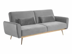 Outlet Vente-unique Sofá cama clic-clac de 3 plazas de terciopelo gris LAUNEI Gris claro