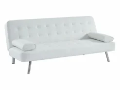 Vente-unique Sofá cama clic-clac de piel sintética MICHELLE Blanco