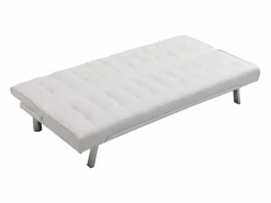 Hot Vente-unique Sofá cama clic-clac de piel sintética GUILLAUME Blanco