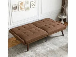 Sofá cama compacto moderno multifunción ideal para salón tapizado lino marrón