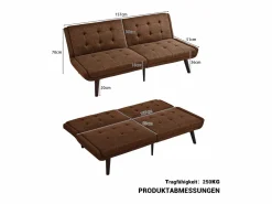Sofá cama compacto moderno multifunción ideal para salón tapizado lino marrón