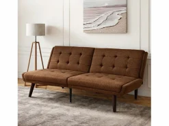 Sofá cama compacto moderno multifunción ideal para salón tapizado lino marrón