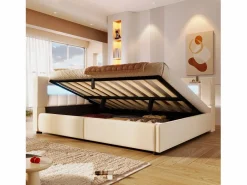 ModernLuxe Sofá cama con almacenamiento 140 x 200 cm - con puerto USB Type-C - con iluminación LED - ​ (colchón no incluido)