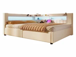 ModernLuxe Sofá cama con almacenamiento 140 x 200 cm - con puerto USB Type-C - con iluminación LED - ​ (colchón no incluido)