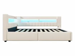 ModernLuxe Sofá cama con almacenamiento 140 x 200 cm - con puerto USB Type-C - con iluminación LED - ​ (colchón no incluido)