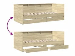 Sale Sofá cama con cajones sin colchón roble Sonoma 90x190 cm Cama Con Almacenaje|Cama Adulto