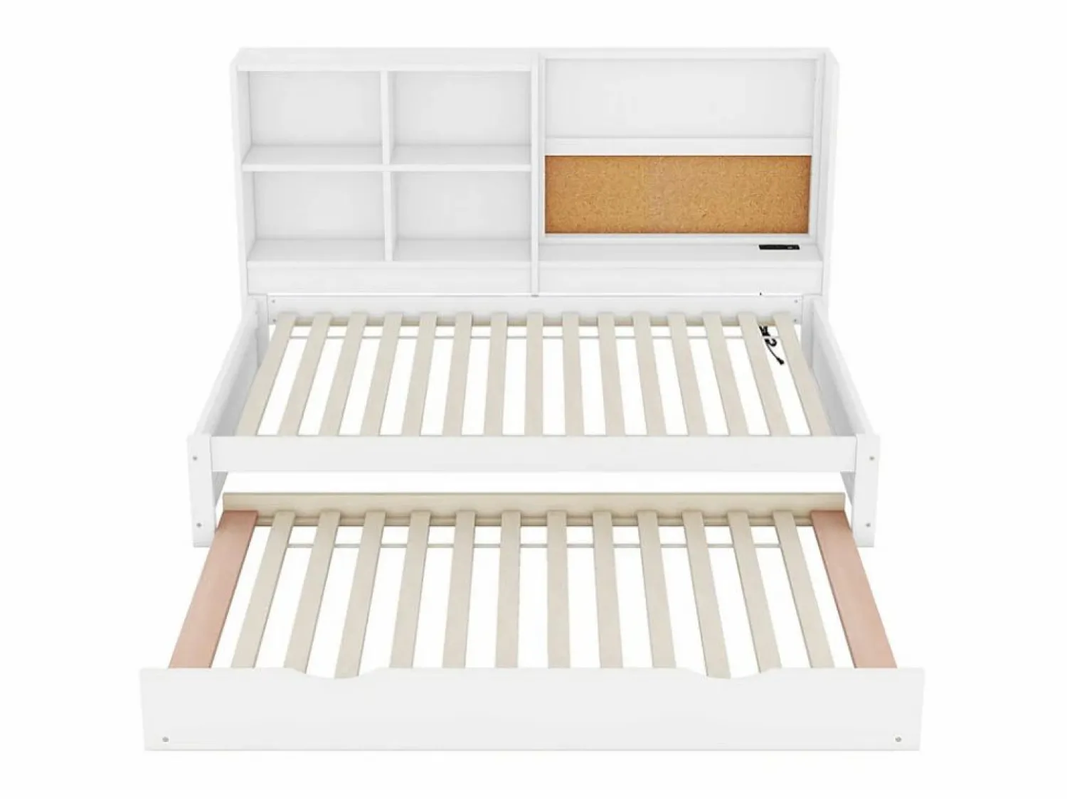 Online Sofá cama con cama nido - 90x200 cm - con tablero de dibujo y compartimentos de almacenamiento - Blanco Cama Nido