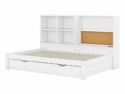 Online Sofá cama con cama nido - 90x200 cm - con tablero de dibujo y compartimentos de almacenamiento - Blanco Cama Nido