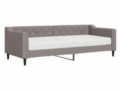 vidaxl Sofá cama con colchón tela gris taupe 80x200 cm