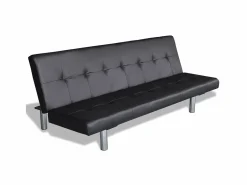 Hot Sofá cama con dos cojines cuero artificial ajustable Sofás De Piel Sintética