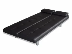 Hot Sofá cama con dos cojines cuero artificial ajustable Sofás De Piel Sintética
