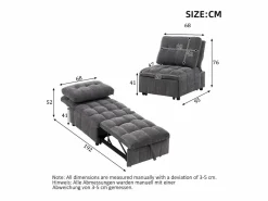 Merax Sofá cama convertible - 68 x 95 x 76 cm - con respaldo y asiento regulables - tela -