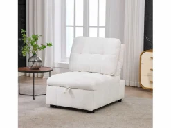 Sale Merax Sofá cama convertible - 68 x 95 x 76 cm - con respaldo y asiento regulables - tela - Blanco