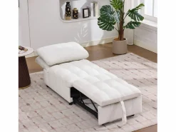 Sale Merax Sofá cama convertible - 68 x 95 x 76 cm - con respaldo y asiento regulables - tela - Blanco