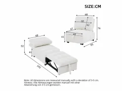 Sale Merax Sofá cama convertible - 68 x 95 x 76 cm - con respaldo y asiento regulables - tela - Blanco