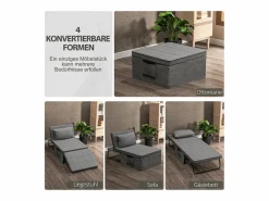 Online Sofá cama convertible 4 en 1, colchón de 8 cm, ajustable en 5 posiciones, acero, (188x75x38cm) Sillón Cama