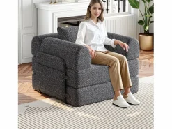 Outlet Hauss Spole Sofá cama convertible - Individual - Tela de chenilla Gris