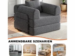 Outlet Hauss Spole Sofá cama convertible - Individual - Tela de chenilla Gris