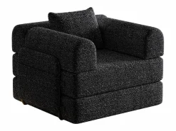 Best Sofá cama convertible - Individual - Tela de chenilla negra Sillón Cama