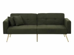Online Merax Sofá cama convertible de 2 plazas en tejido Sherpa - 175 x 64 x 72 cm - Patas de metal dorado - Verde