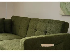 Online Merax Sofá cama convertible de 2 plazas en tejido Sherpa - 175 x 64 x 72 cm - Patas de metal dorado - Verde