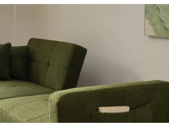 Online Merax Sofá cama convertible de 2 plazas en tejido Sherpa - 175 x 64 x 72 cm - Patas de metal dorado - Verde