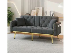 Hauss Spole Sofá cama convertible de 2 plazas - Portavasos, 2 soportes lumbares y bolsillos laterales - Terciopelo