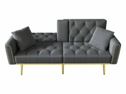 Hauss Spole Sofá cama convertible de 2 plazas - Portavasos, 2 soportes lumbares y bolsillos laterales - Terciopelo