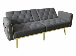 Hauss Spole Sofá cama convertible de 2 plazas - Portavasos, 2 soportes lumbares y bolsillos laterales - Terciopelo