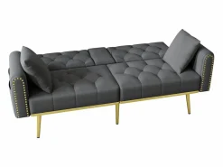 Hauss Spole Sofá cama convertible de 2 plazas - Portavasos, 2 soportes lumbares y bolsillos laterales - Terciopelo