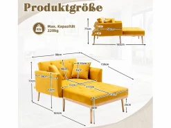 Discount Sofá cama convertible en osito - Patas de metal dorado - Función chaise longue Amarillo
