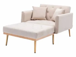 Sale Sofá cama convertible en osito - Patas de metal dorado - Función chaise longue Diván Cama