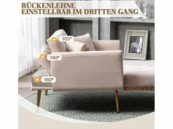 Sale Sofá cama convertible en osito - Patas de metal dorado - Función chaise longue Diván Cama