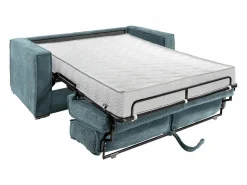 Sale Vente-unique Sofá cama de 4 plazas con apertura italiana de pana beige LORETO Azul turquesa