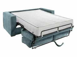 Best Vente-unique Sofá cama de 4 plazas con apertura italiana de pana beige LORETO Azul turquesa