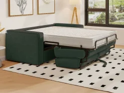 Outlet Vente-unique Sofá cama de 3 plazas con apertura italiana de pana beige LORETO Verde pino