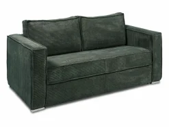 Online Vente-unique Sofá cama de 3 plazas con apertura italiana de pana beige LORETO Verde pino