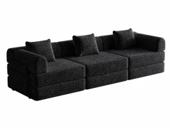 Hauss Spole Sofá cama de 3 plazas con conversión exprés en tela de chenilla negra - Múltiples combinaciones Negro