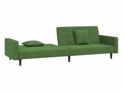 New Sofá cama de 2 plazas con dos almohadas terciopelo oscuro PWFG17126 Verde