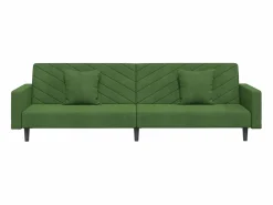 New Sofá cama de 2 plazas con dos almohadas terciopelo oscuro PWFG17126 Verde