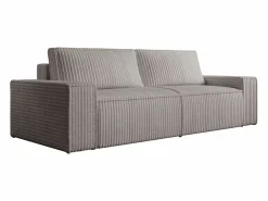 New Vente-unique Sofá cama de 4 plazas convertible de pana anchas color AMELIA Gris claro