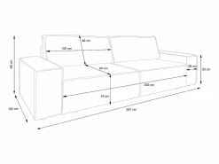New Vente-unique Sofá cama de 4 plazas convertible de pana anchas color AMELIA Gris claro