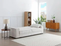 Online Vente-unique Sofá cama de 3 plazas convertible en terciopelo FINORO Beige