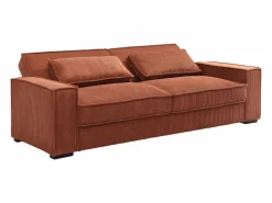 Vente-unique Sofá cama de 3 plazas convertible de terciopelo acanalado color FINORO