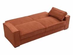 Vente-unique Sofá cama de 3 plazas convertible de terciopelo acanalado color FINORO