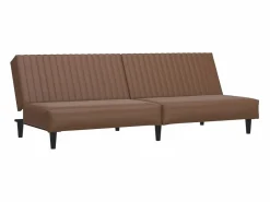 Clicnbuy Sofá cama de 2 plazas cuero sintético marrón