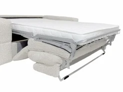 Clearance Vente-unique Sofá cama de 4 plazas de apertura rápida Tela bouclé colchón de 13 cm ISSORO Beige